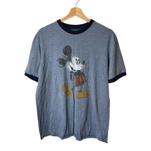 Disney Parks Blue Mickey Mouse Ringer Tee Shirt Men's Size L